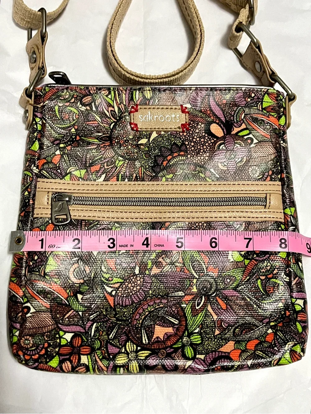 Sakroots Floral Paisley Crossbody Bag Multi Colored Boho Festival Casual Cottage